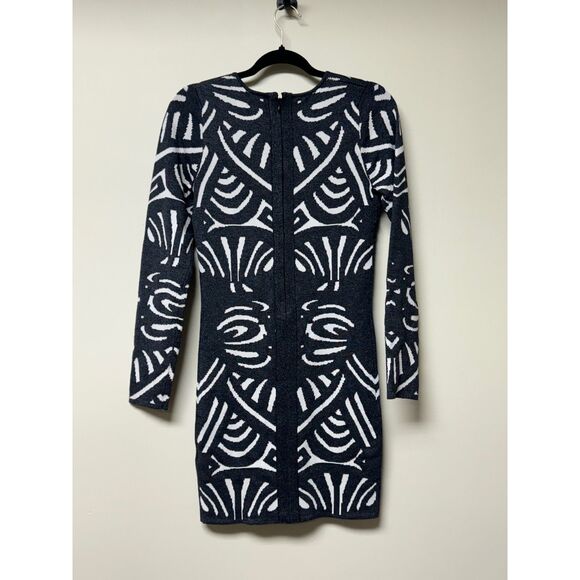 PARKER Aztec Bodycon Sweater Dress Shimmer Black/White, Sz M - Picture 5 of 9